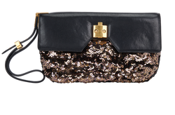 Alexis Wrislet Bag, Leather/Sequins, Black/Gold, MII, 2*